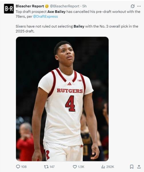 貝利放棄費城試訓引爭議 專家怒斥經(jīng)紀人決策失誤 美媒預測選秀順位下滑