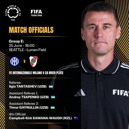 官方：烏茲別克斯坦裁判組執(zhí)法世俱杯出線關(guān)鍵戰(zhàn)米蘭vs河床