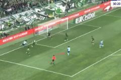 王鈺棟急停過(guò)人下底小角度射門打高，中路兩點(diǎn)包抄未傳