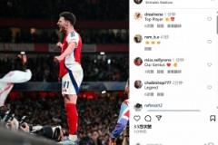 賴(lài)斯社媒曬慶祝進(jìn)球照：兩記無(wú)解任意球+全場(chǎng)最佳