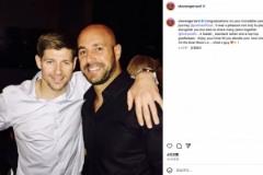 杰拉德社交媒體曬照祝福雷納：在利物浦與你并肩作戰(zhàn)是我的榮耀