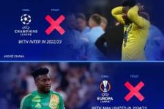 奧納納三隊(duì)闖入歐戰(zhàn)決賽卻全輸，德轉(zhuǎn)稱其最倒霉球員