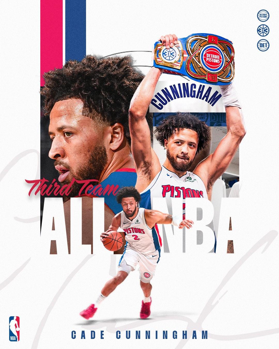 坎寧安成活塞19年首位入選最佳陣容的球員，繼格里芬之后