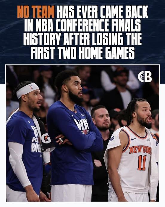 尼克斯面臨挑戰(zhàn)，NBA歷史上從未有球隊(duì)在分區(qū)決賽先失兩個(gè)主場后實(shí)現(xiàn)逆轉(zhuǎn)